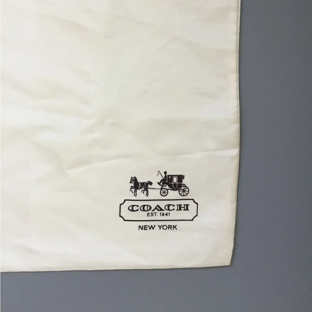 Coach Cream Drawstring Dust Bag with Black Logo
